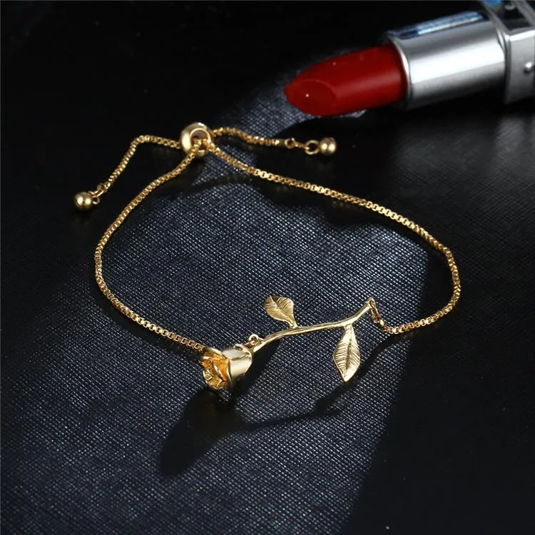 Rose Flower Charm Bracelet