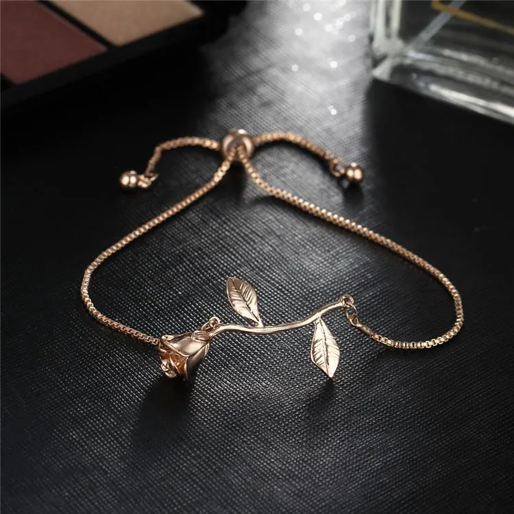 Rose Flower Charm Bracelet