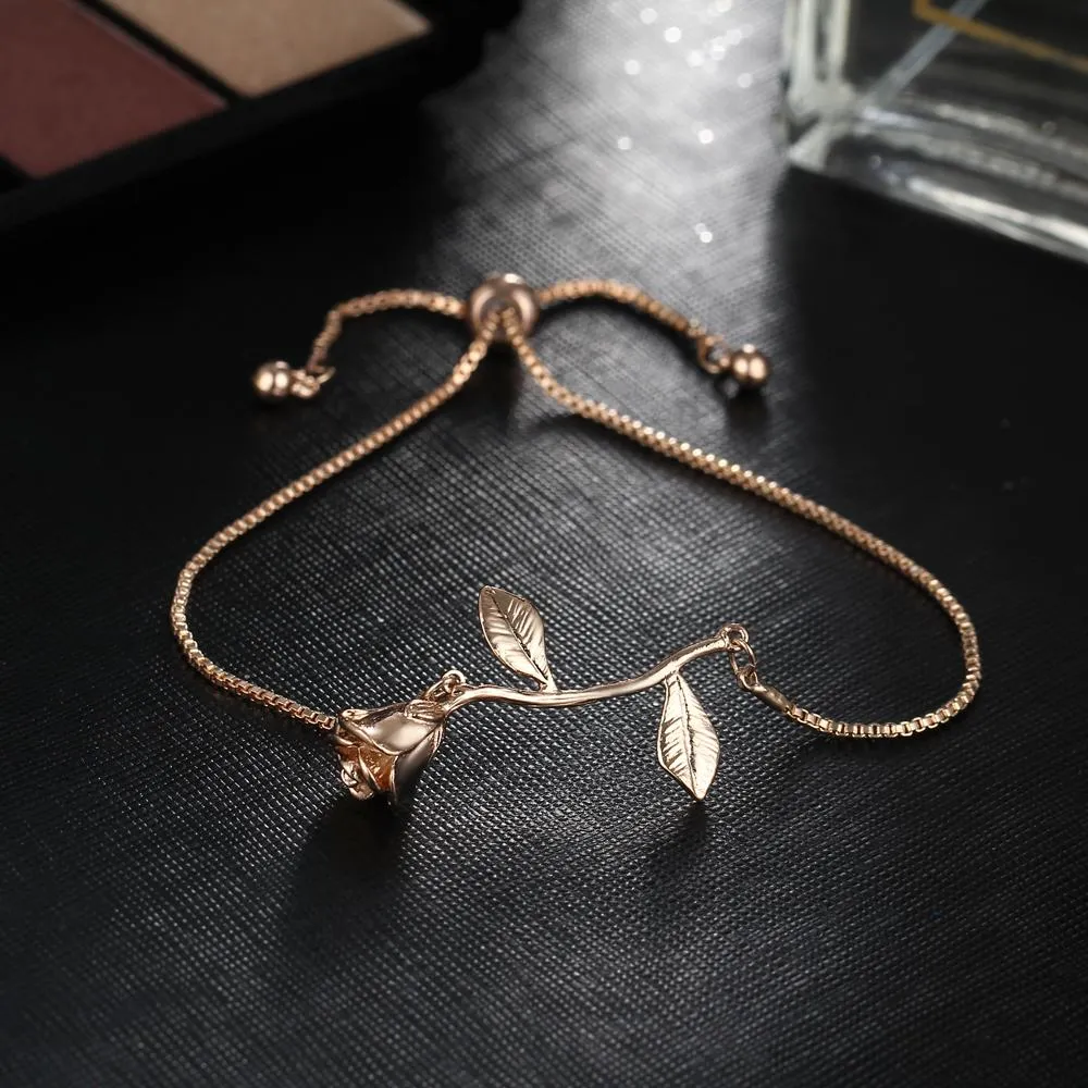 Rose Flower Charm Bracelet