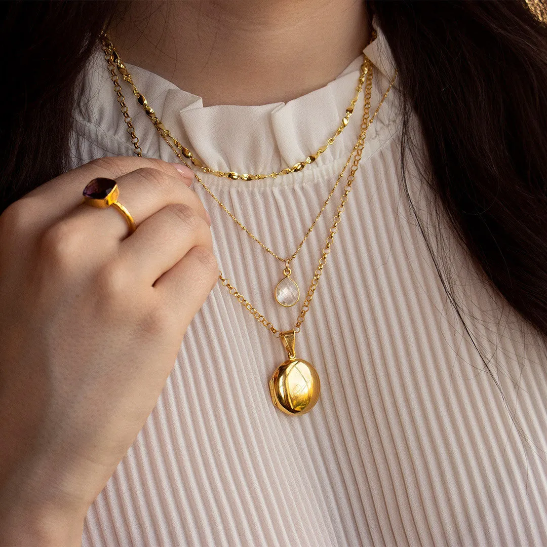 Round Locket Necklace | Gold