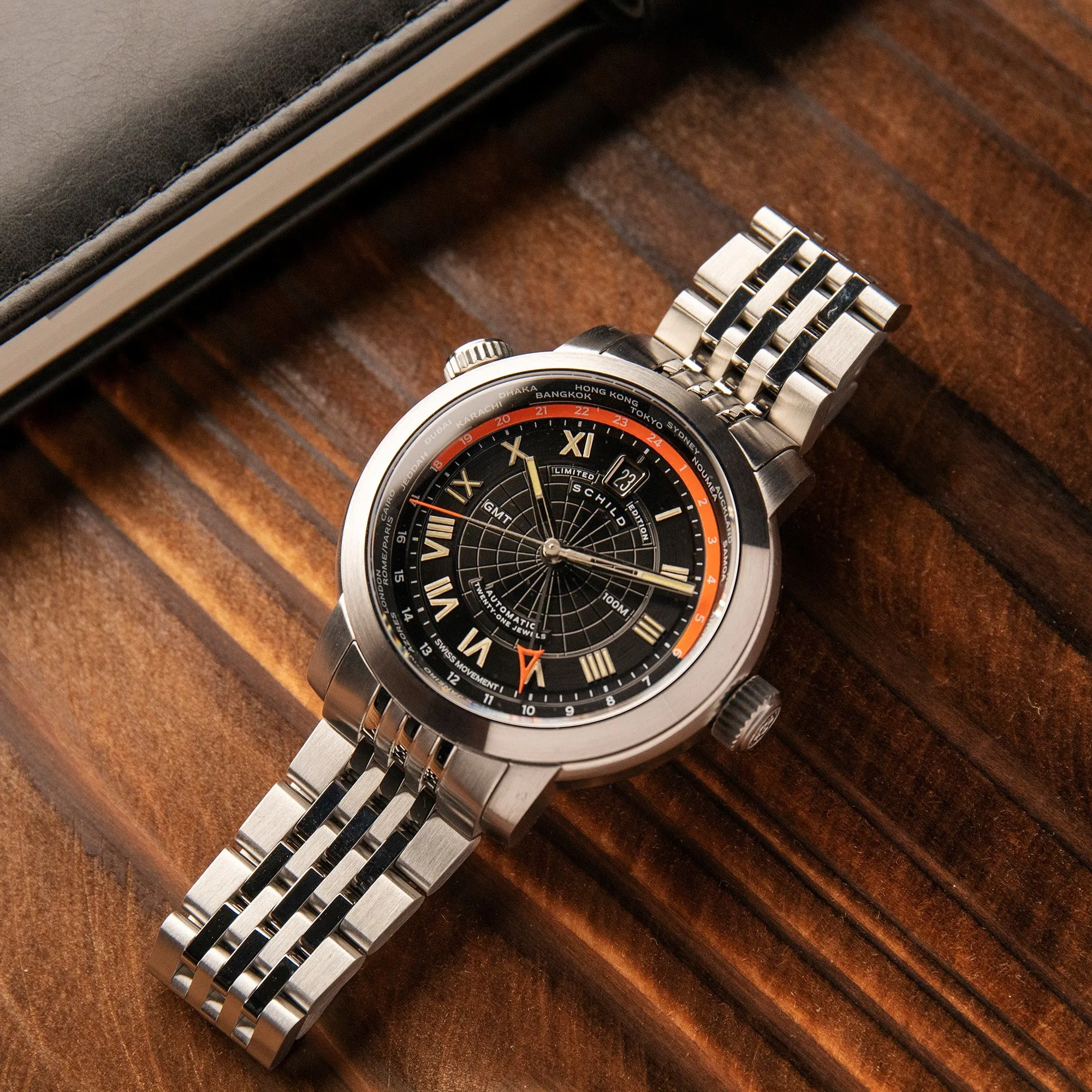 Schild  Heinrich Swiss automatic GMT Jet Black Men's Watch  SC-1004-11