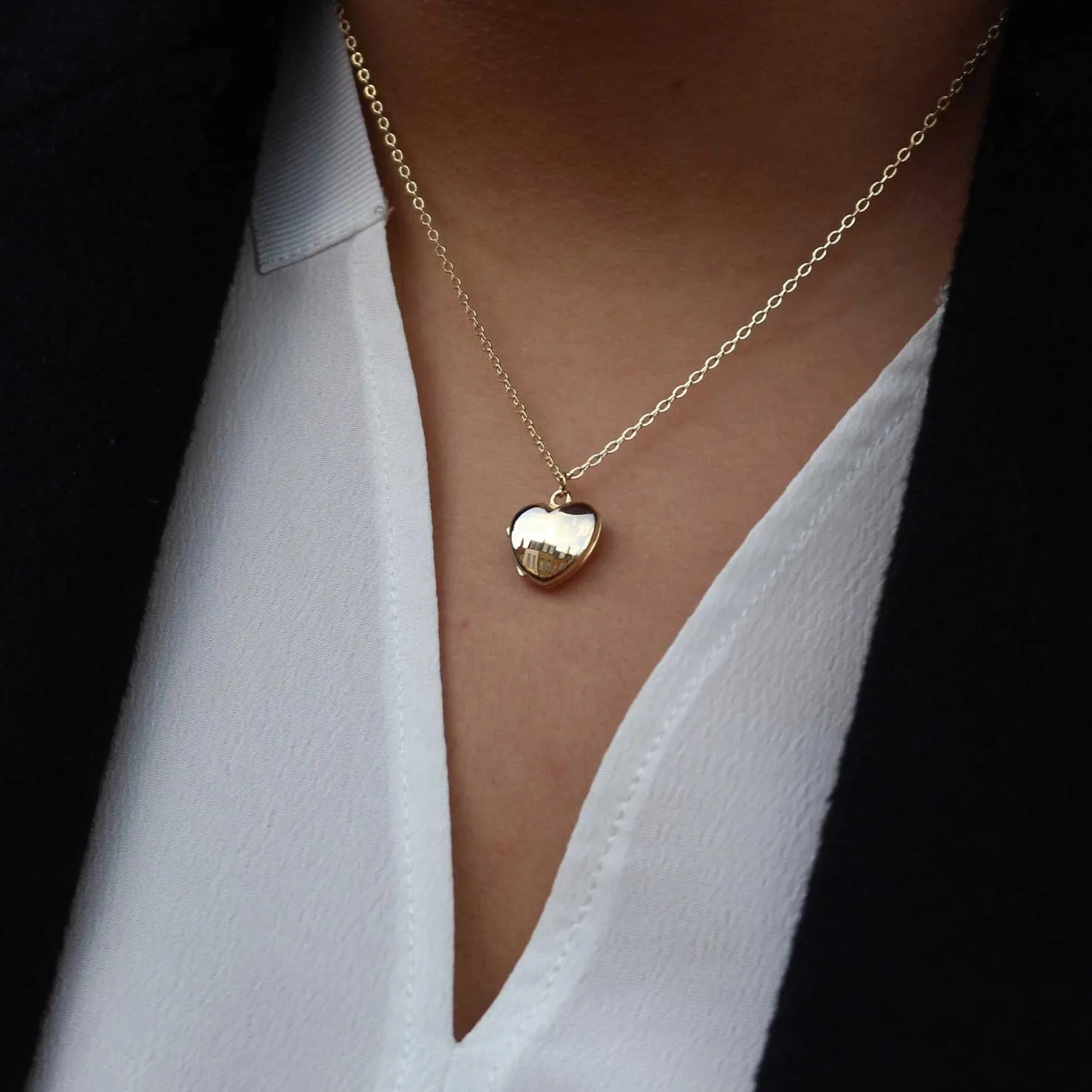 Small Heart Gold Locket Necklace