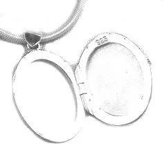 Small Sterling Silver Plain Oval Locket Charm Pendant