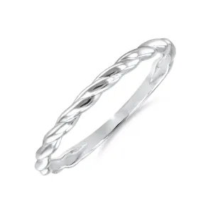 Soleil Collection Fine Twist Ring | 9K Solid White Gold