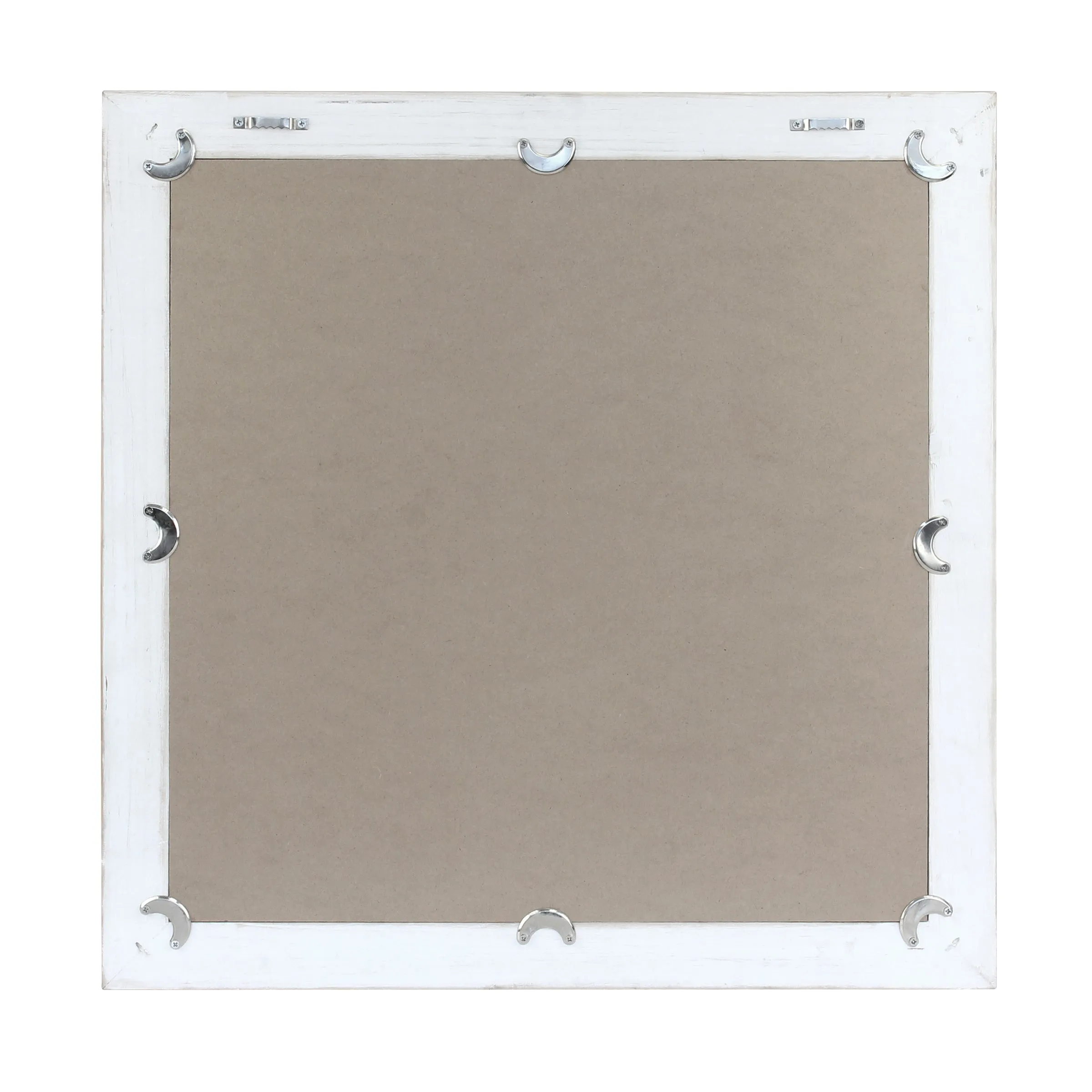 Square Textured Worn White Wooden Chevron Hanging Wall Mirror