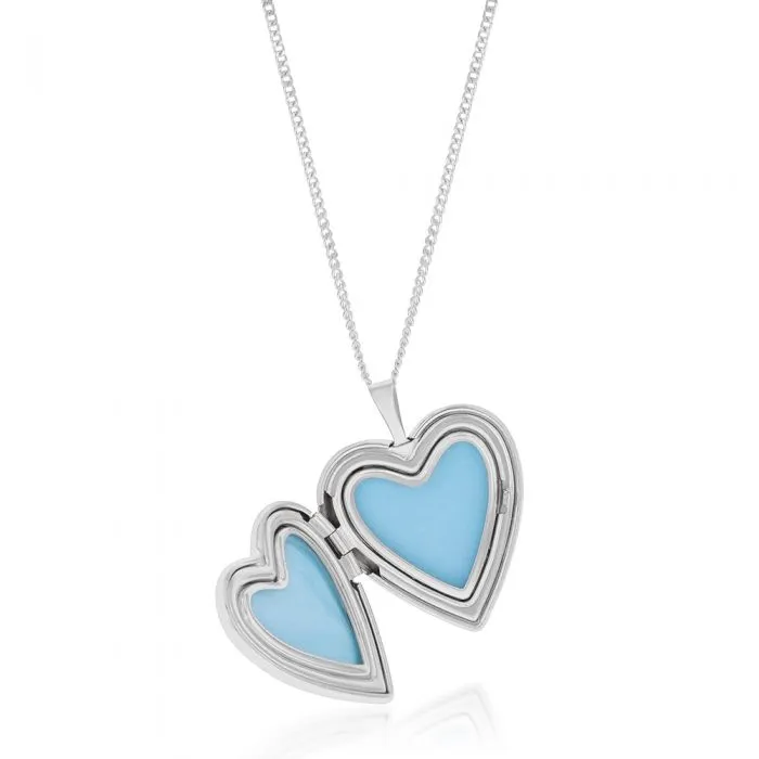 Sterling Silver Mother Of Pearl 20mm Heart Locket