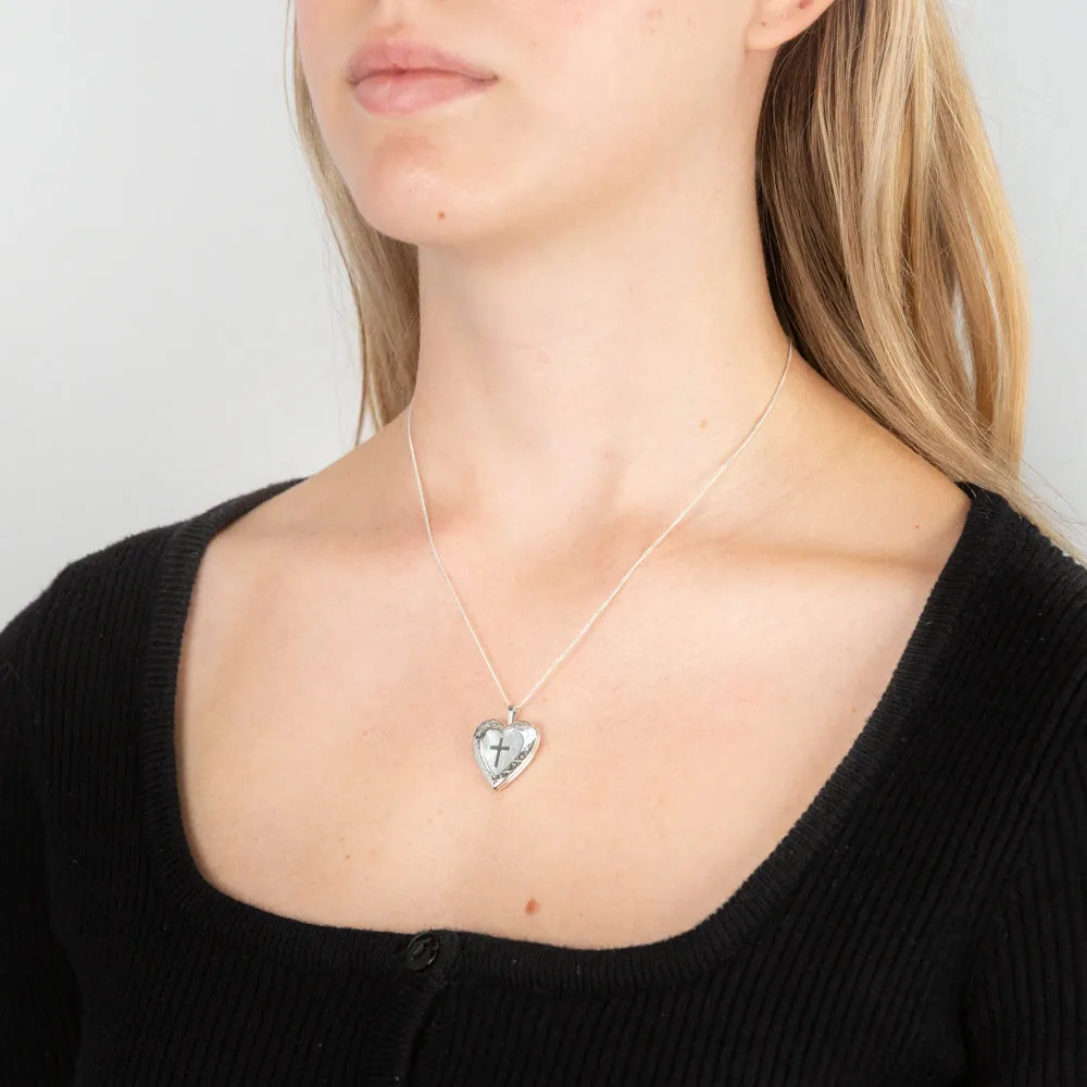 Sterling Silver Mother Of Pearl 20mm Heart Locket