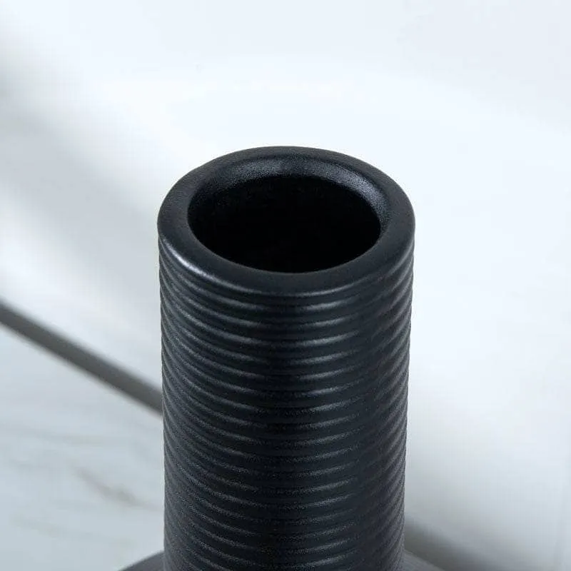 Striped Black Matte Paint Vase - 17 x 33cm