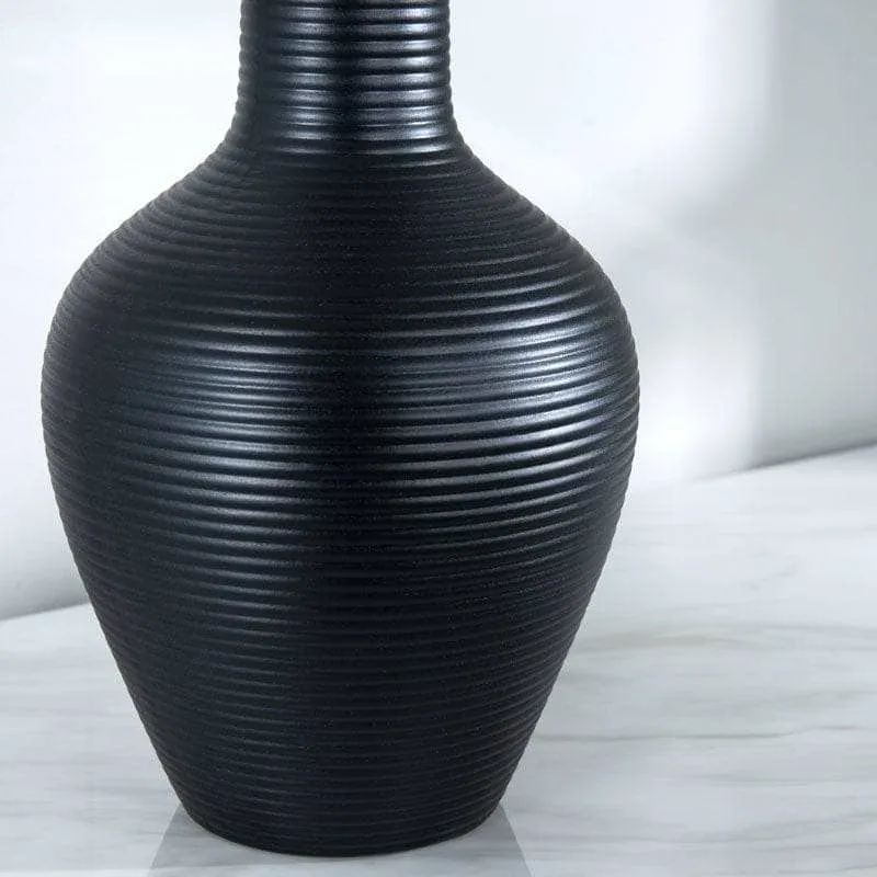 Striped Black Matte Paint Vase - 17 x 33cm