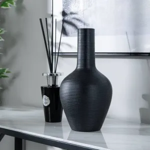 Striped Black Matte Paint Vase - 17 x 33cm