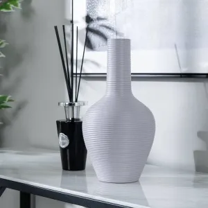 Striped Grey Matte Paint Vase - 17 x 33cm