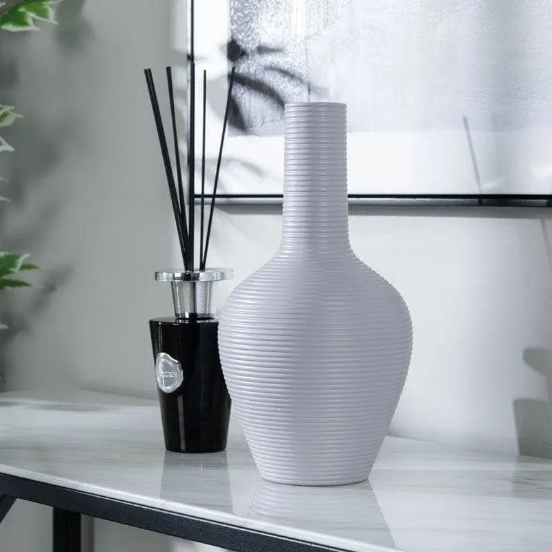 Striped Grey Matte Paint Vase - 17 x 33cm