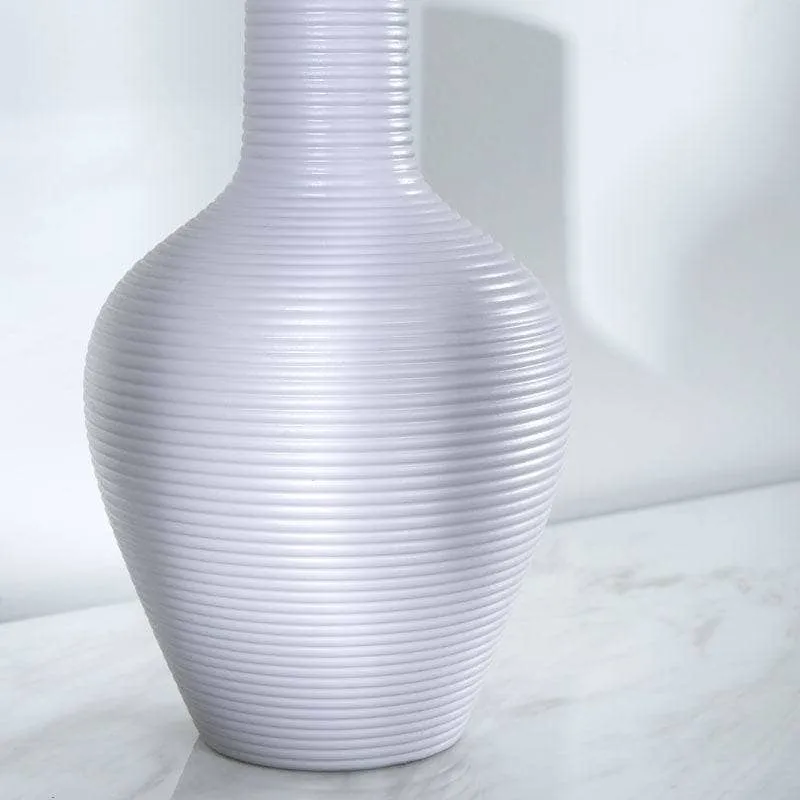 Striped Grey Matte Paint Vase - 17 x 33cm