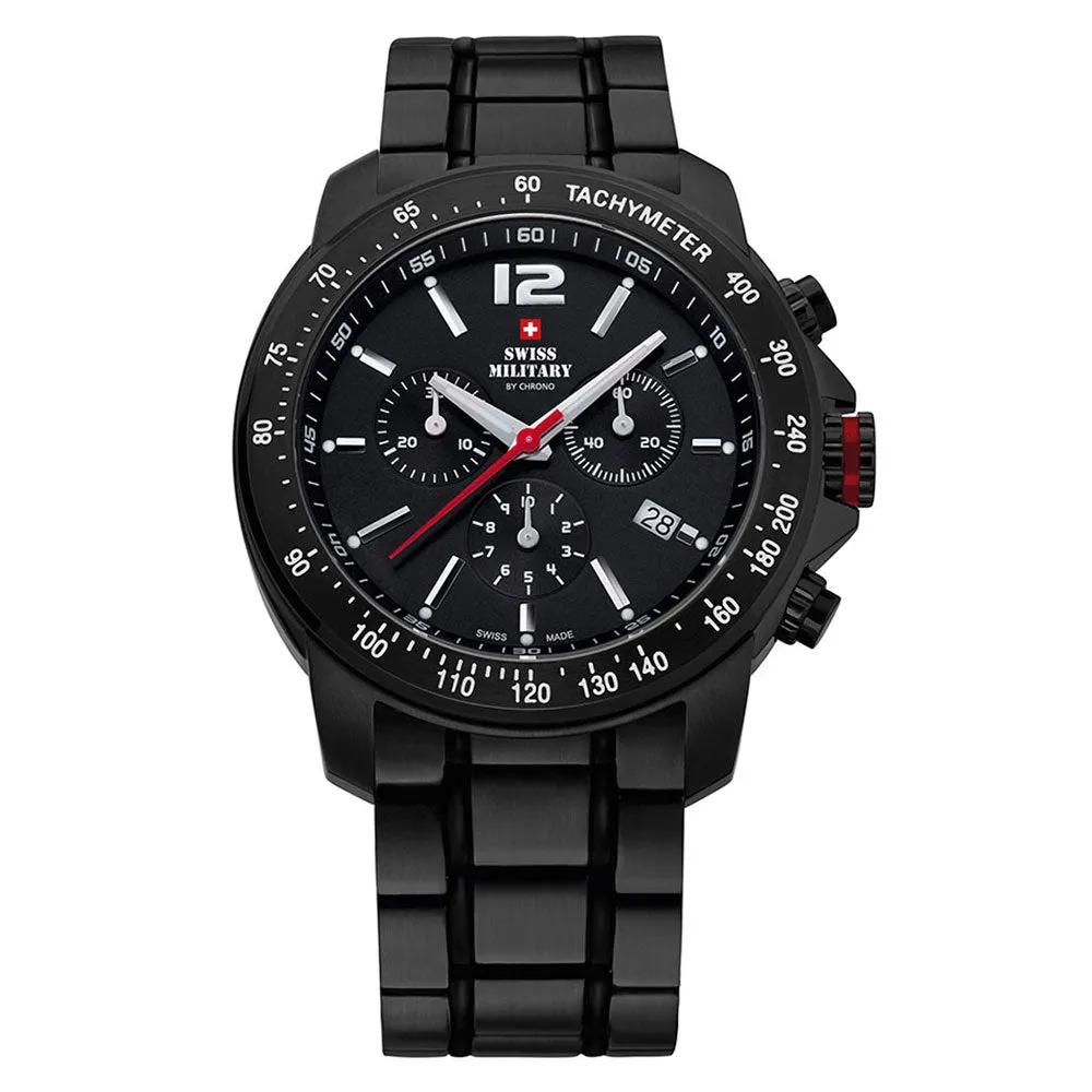 Swiss Military Black Steel Chrono Men's Watch - SM34033.03
