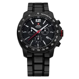 Swiss Military Black Steel Chrono Men's Watch - SM34033.03