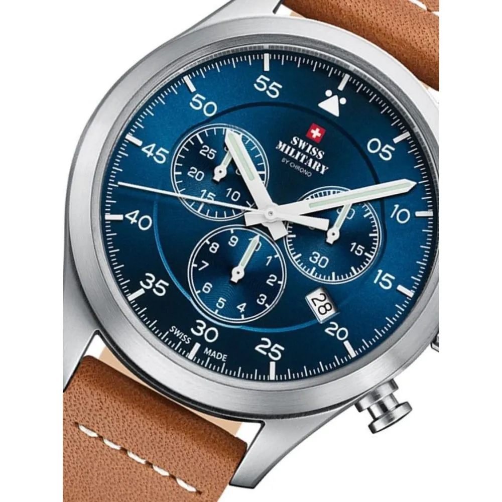 Swiss Military Brown Leather Chrono Men's Watch - SM34076.06