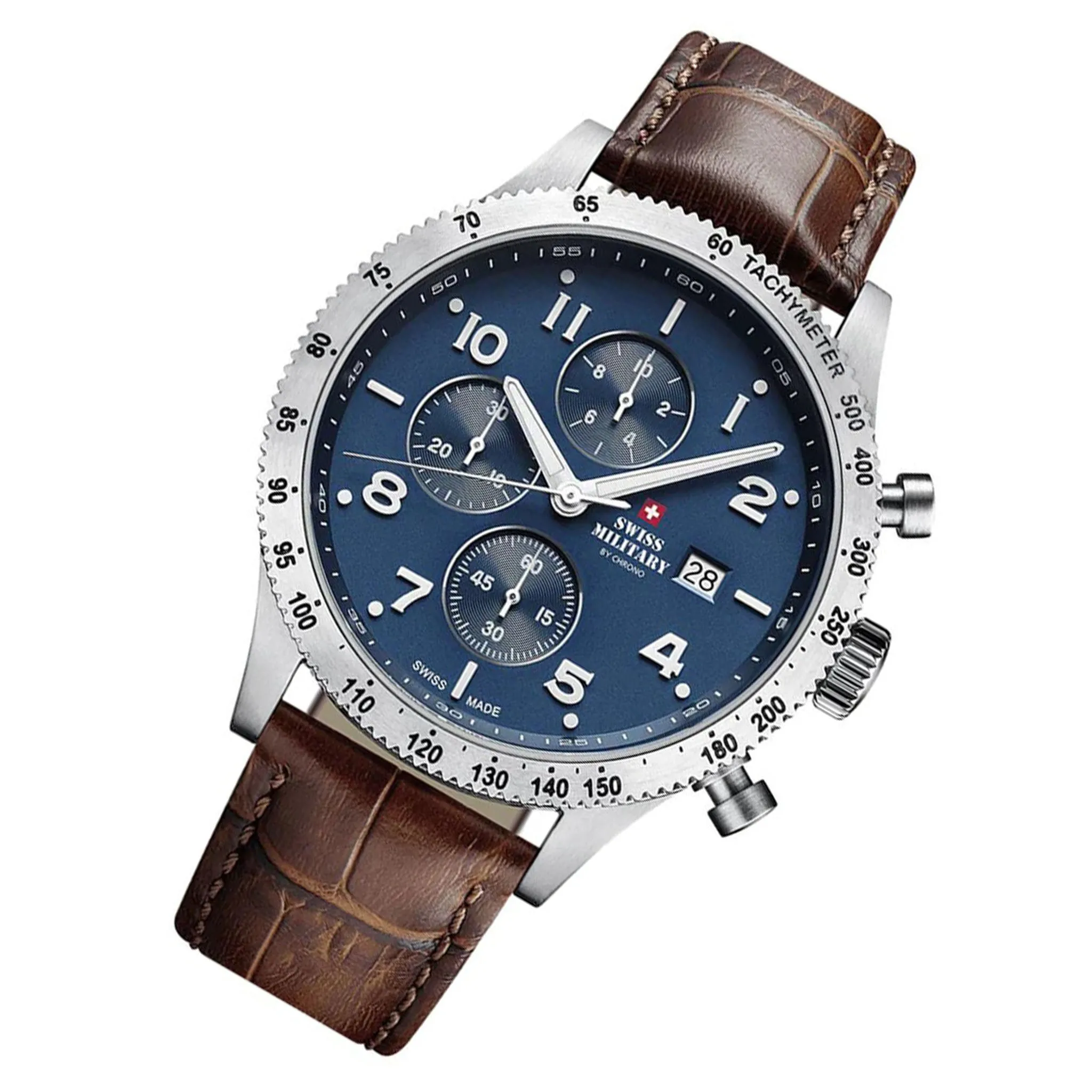 Swiss Military Brown Leather Men's Chrono Watch - SM34084.06