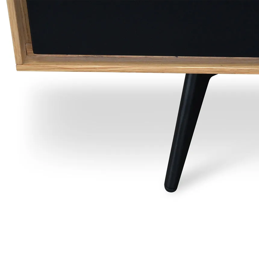 TV Unit With Black Drawers - Natural