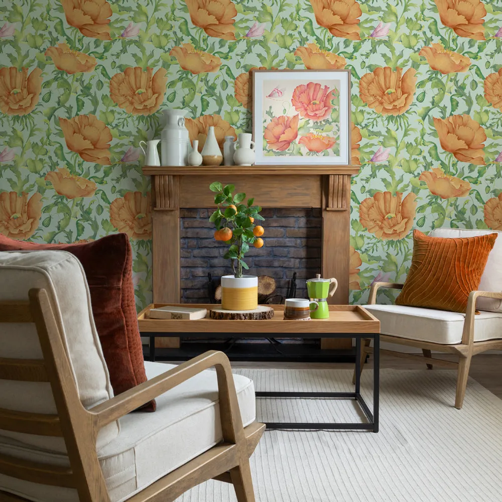 Valeria 1.4m Wide Width Wallpaper (By The Metre) Tangerine