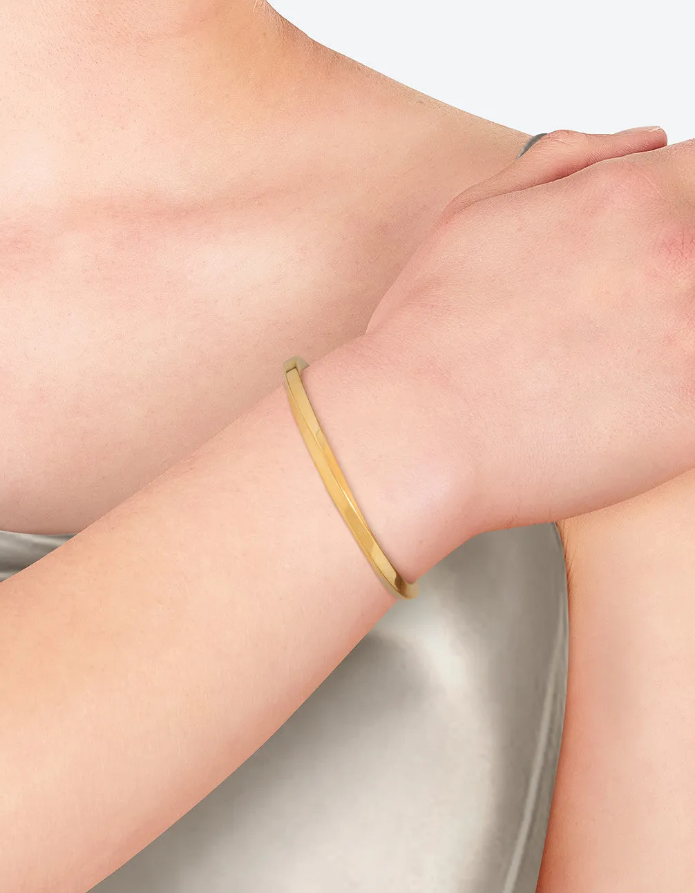 Waterproof Gold Plated Stainless Steel Subtle Twist Cuff Bracelet