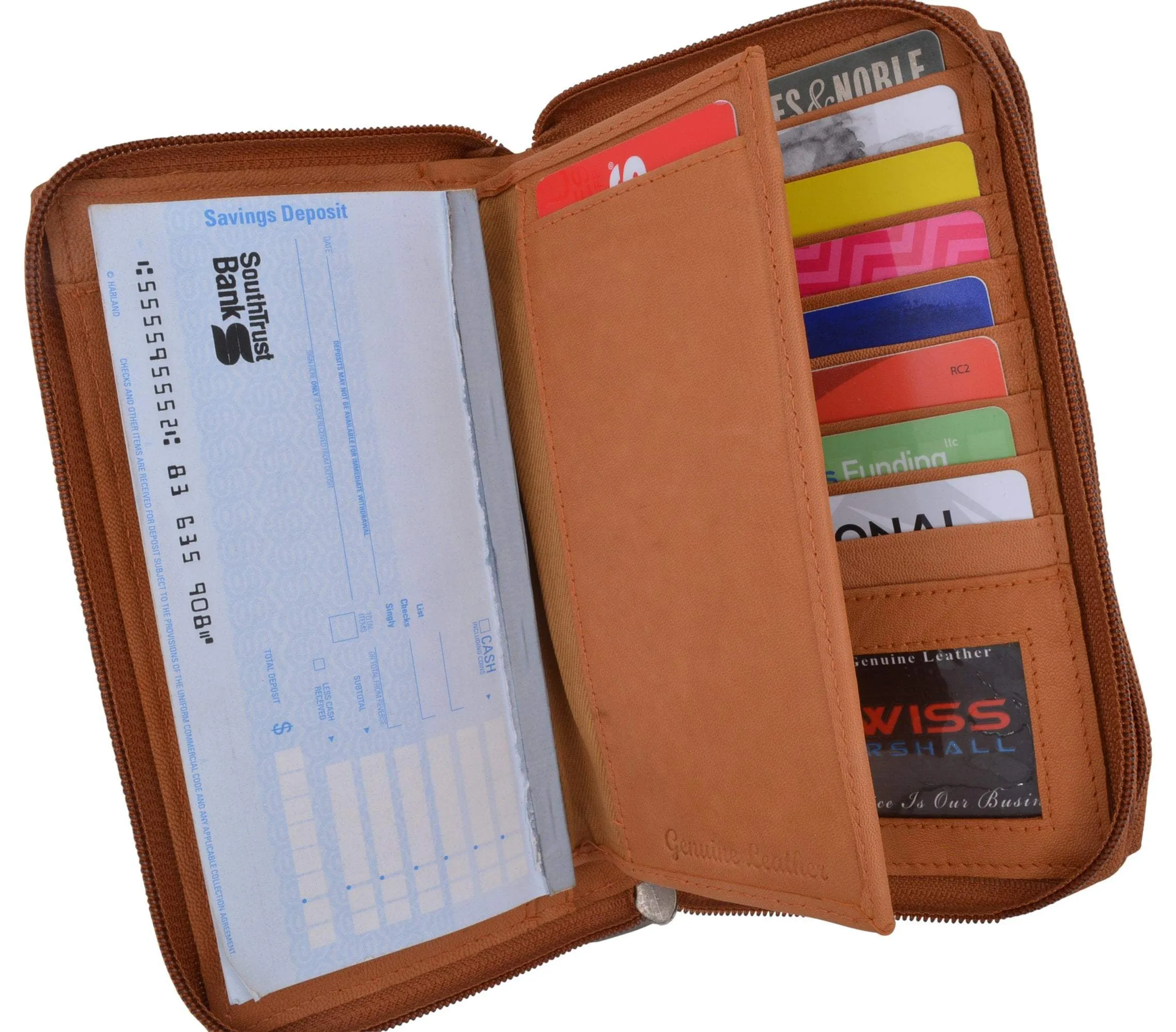 Womens Wallet Genuine Leather Double Zip Around Phone Clutch Large Travel Purse Ladies Wallet
